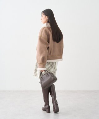 earth music&ecology サイドレースアップミニスカート Check Ivory