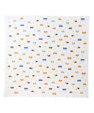 MIKI HOUSE HOT BISCUITS ガーゼバスタオル＆ラトルギフトセット【BOX付き】 白×ブルー