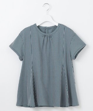 J.PRESS LADIES L 【WEB限定・洗える】ストライプジャージー フレア カットソー 【WEB限定】ダークグリーンストライプ系