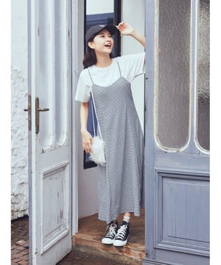 earth music&ecology チェックキャミワンピース Check Black