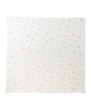 MIKI HOUSE HOT BISCUITS ガーゼバスタオル＆ラトルギフトセット【BOX付き】 白×ブルー