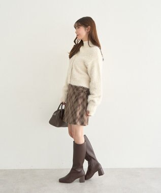 earth music&ecology サイドレースアップミニスカート Check Brown