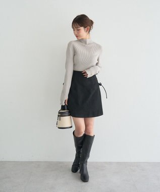 earth music&ecology サイドレースアップミニスカート Black