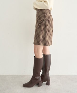 earth music&ecology サイドレースアップミニスカート Check Brown