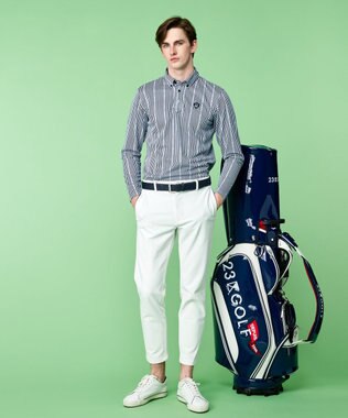 23区GOLF 【MEN】ロゴストライププリント 長袖シャツ ネイビー系2