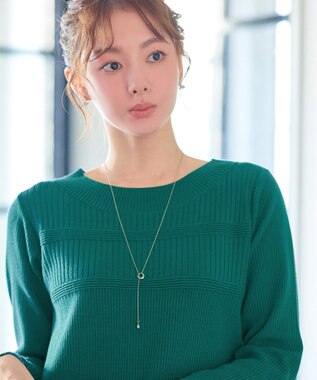 Tiaclasse L 【洗える】リブ切替デザインニットワンピース グリーン