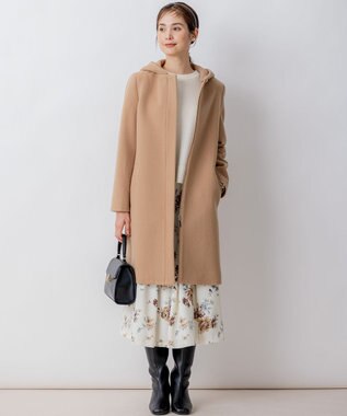 組曲 【8色展開・前後着用可】ウールカシミヤミックス パフスリーブ ニット パールホワイト系