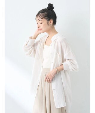 earth music&ecology ウ゛ィンテージボタンフロントポケットシャツ White