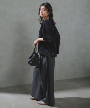 UNFILO 【VERY掲載】BEAUTY FORM JERSEY light サイドZIP プルオーバー ブラック