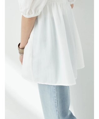 earth music&ecology ２ｗａｙショルダーシャーリングチュニック Off White