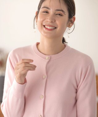 組曲 L 【アンサンブル対応可】ピュアカシミヤ ビジューカーディガン ピンク系