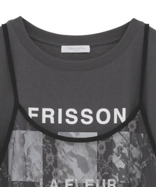 Green Parks ＳＥＴ２点フォトＴシャツ＋レースキャミビスチェ Charcoal Gray