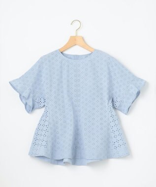 組曲 【WEB限定カラーあり】エンブロイダリーレース ペプラムブラウス 【WEB限定】サックス系9