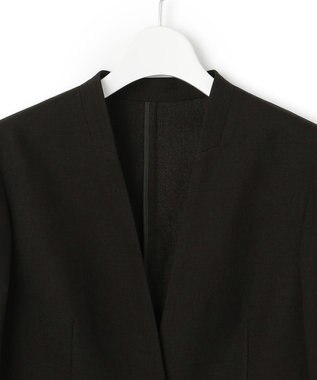 23区 S 【洗える/セットアップ対応】アイアスマットストレッチ ノーカラー ジャケット ブラック系