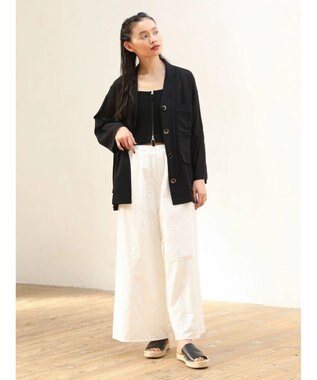 Green Parks ■ＥＳＣＡＲ　ローン刺繍フレアパンツ Off White