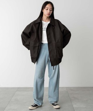 WEGO 【ユニセックス着用ITEM】エコレザー2WAYフライトジャケット ブラウン