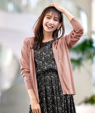 Tiaclasse L 【洗える】花柄タックフレンチスリーブワンピース ブラック