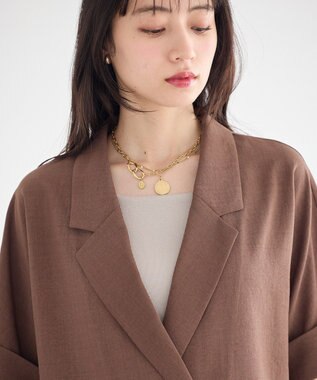 earth music&ecology 【セットアップ対応】リネンライクダブルジャケット Brown