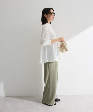Green Parks スウィッチングペプラムシャツ Off White