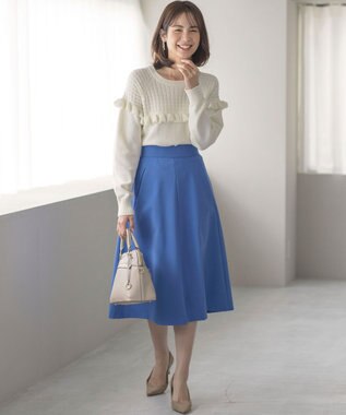 組曲 バスケット編みフリル ニット アイボリー系