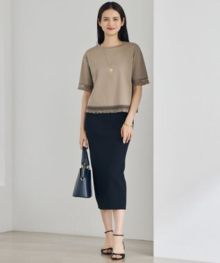 自由区 L 【SHIHOさん着用】コンパクトハイゲージフリンジ Tシャツ カーキ