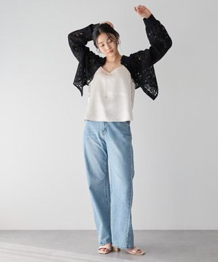 YECCA VECCA [2SET]キャミレイヤードレースシャツ Black