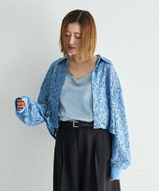 YECCA VECCA [2SET]キャミレイヤードレースシャツ Blue