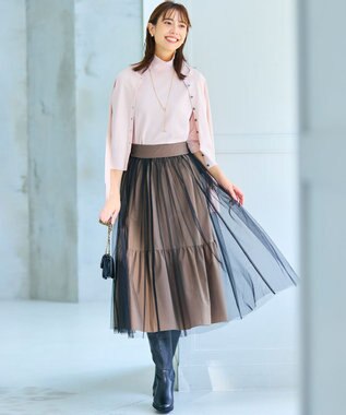 組曲 【6色展開・UVケア】モダンタートルニット ピンクベージュ系