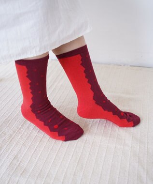 nitorito 【UNISEX】米沢オリジナル柄 mountain&moon 靴下 wine red