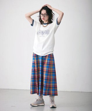 J.PRESS YORK STREET 【WOMEN】チェックフレアスカート ブルー系3