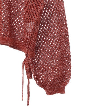 Green Parks ラメメッシュニットプルオーバー Orange