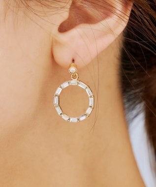 Tiaclasse   カッティングガラスサークルピアス ゴールド