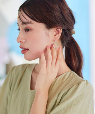 Tiaclasse   カッティングガラスサークルピアス シルバー