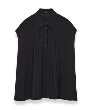 JOSEPH エアリープリッセ　ポロカラーブラウス Black