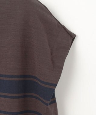 23区 S 【洗える】ランダムボーダー フレンチスリーブ カットソー ブラウン×ネイビーボーダー
