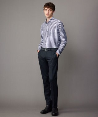 JOSEPH ABBOUD 【キングサイズ・快適な着心地・イージーケア】コンフォートジャージー ストライプ シャツ パープル系5