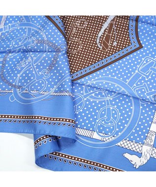 Marca ＜秋の新作＞【Marcaオリジナル】水玉&ベルト 小判 シルクツイル スカーフ ブルーグレー