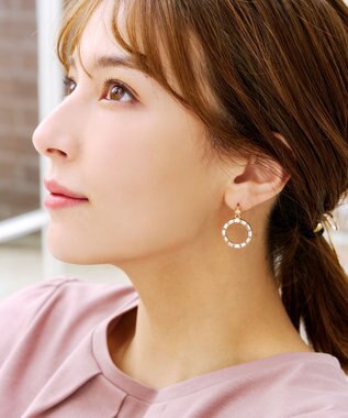 Tiaclasse   カッティングガラスサークルピアス ゴールド