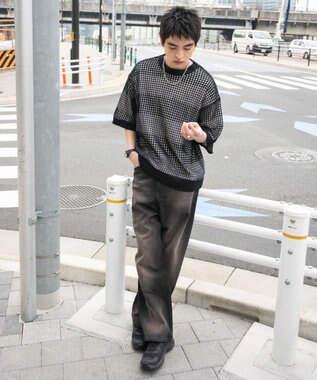 WEGO 【３点SET】アンサンブルメッシュニットプルオーバー（SS） ブラックボーダー