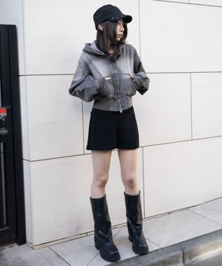 WEGO デニムショートフードブルゾン グレー