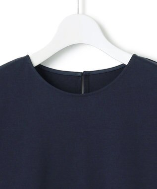 23区 L 【洗える】コットンポンチコンビジャージー ペプラム カットソー ネイビー系