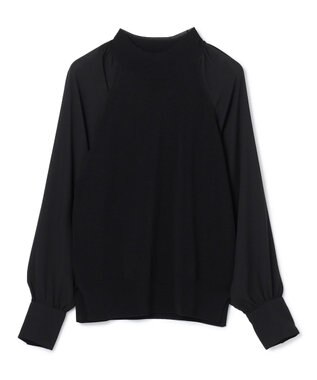 BEIGE， 【WEB限定・洗える】LECERF / 異素材ドッキングストレッチニット Black