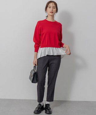 組曲 L ハンサムツイルテーパード パンツ チャコールチェック系3