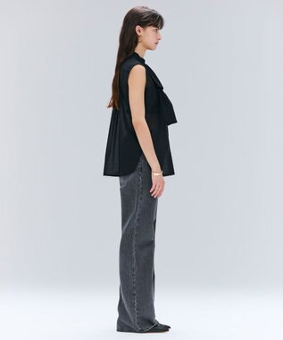 BEIGE， 【洗える】MOYE / シアーウールビックボウタイブラウス Black