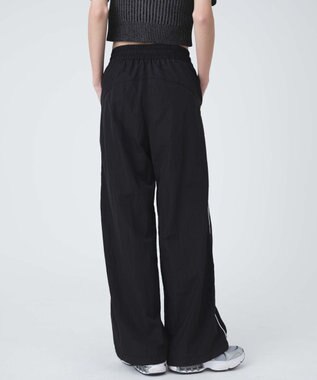 WEGO 【ウエストゴム】パイピングトラックパンツ ブラック