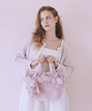 Maison de FLEUR ピンクマニア2Wayファーリボンバッグ Pink