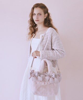Maison de FLEUR ピンクマニア2Wayファーリボンバッグ Light Pink