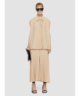 JOSEPH エアリープリッセ　ポロカラーブラウス Sesame