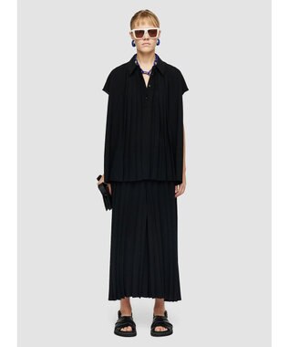 JOSEPH エアリープリッセ　ポロカラーブラウス Black