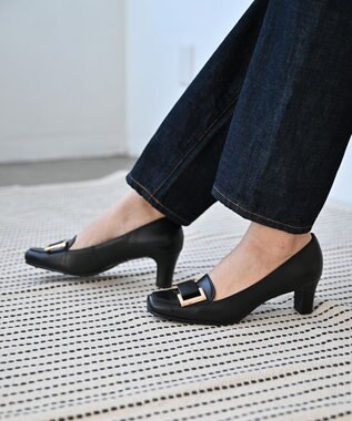 Pointer 日本製 本革バックルパンプス ブラック